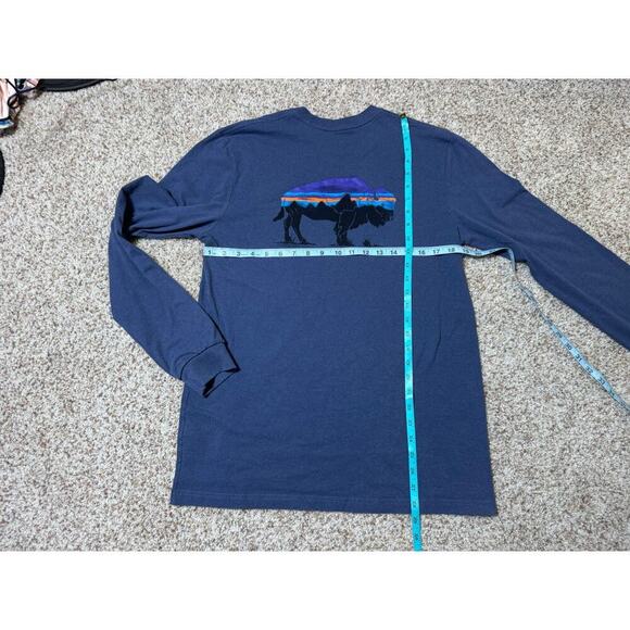 Patagonia Long Sleeve Men's T-Shirt size Medium, Regular Fit; Blue - Picture 5 of 8